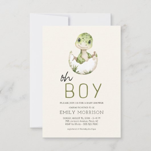 Boho All in One Oh Boy Daudios Baby Shower 招待状 (正面)