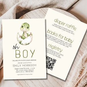 Boho All in One Oh Boy Daudios Baby Shower 招待状