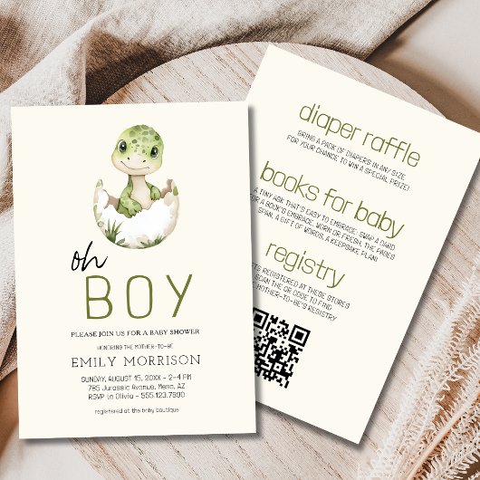 Boho All in One Oh Boy Daudios Baby Shower 招待状