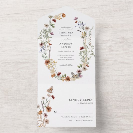 Boho All in One Wedding Invite オールインワン招待状 (内側)