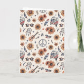 Boho Americana Festival Sunflowers VW Bus 4th of J カード (裏面)