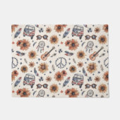 Boho Americana Festival Sunflowers VW Bus 4th of J ドアマット (正面)
