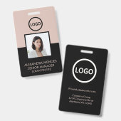 Boho And Black Employee Photo ID Company Security バッジ (正面&裏面)