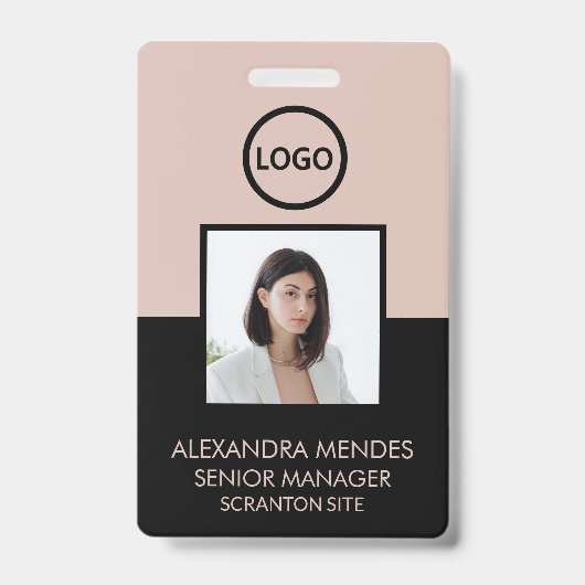 Boho And Black Employee Photo ID Company Security バッジ (正面)