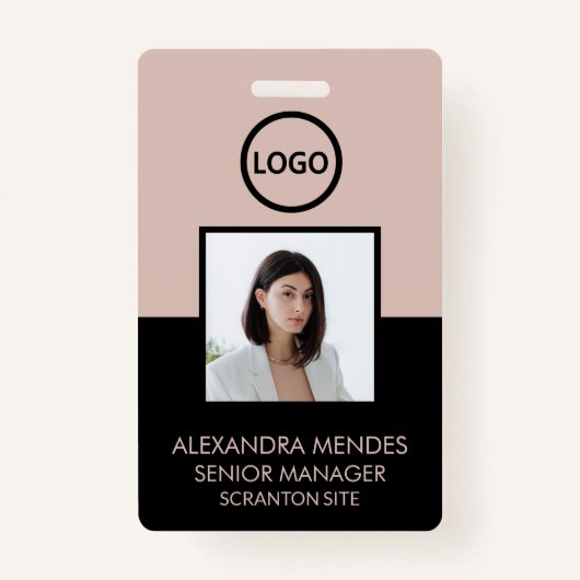 Boho And Black Employee Photo ID Company Security バッジ (正面)