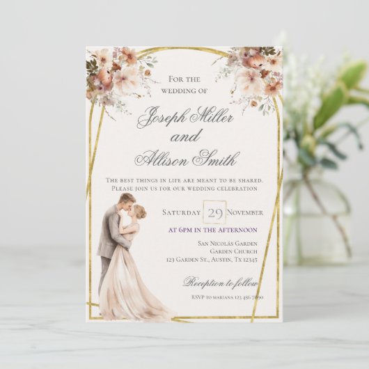 Boho and Gold Wedding 招待状 (スタンド正面)