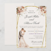 Boho and Gold Wedding 招待状 (正面/裏面)