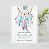 Boho Anemoneフローラティール(緑がかった色)ドリームキャッチャー赤ちゃんシャワー 招待状 (スタンド正面)