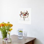 Boho Animalスカル2ボホカラフル花 箔ポスター (レイダウン (キッチン))