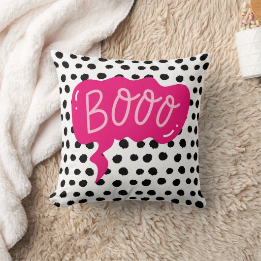 Boho Animal Boo Pattern Speech Bubble Throw Pillow クッション (ブランケット)