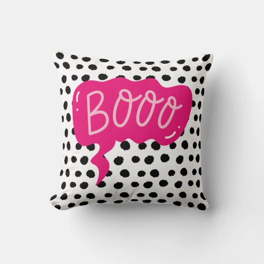 Boho Animal Boo Pattern Speech Bubble Throw Pillow クッション (正面)