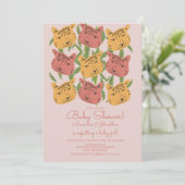 Boho Animal Cat Cheetah Safariベビーシャワー 招待状 (スタンド正面)