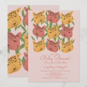 Boho Animal Cat Cheetah Safariベビーシャワー 招待状 (正面/裏面)