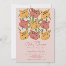 Boho Animal Cat Cheetah Safariベビーシャワー 招待状