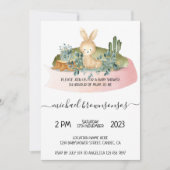 Boho Animal Rabbit熱帯赤ちゃんシャワー 招待状 (正面)