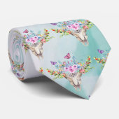 Boho Animal Skull with Flowers Pattern ネクタイ (ロール)