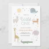 Boho animal wild one birthday招待状 招待状 (正面)