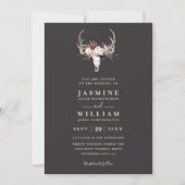 Boho Antlers Floral Rustic Elegant QR Code Wedding 招待状 (正面)