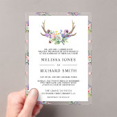 Boho Antlers Wildflower Wedding アクリル招待状 (インサイチュ (ポータブル))