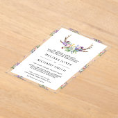 Boho Antlers Wildflower Wedding アクリル招待状 (レイダウン)