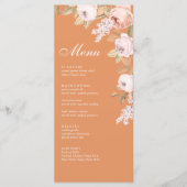 Boho Apricot Peoniesの結婚メニューカード メニュー (正面)