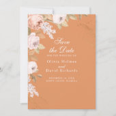 Boho Apricot Peonies日付カードを保存 セーブザデート (正面)