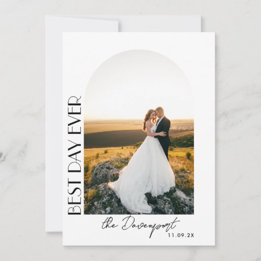 Boho Archさんの結婚写真ありがとう サンキューカード (正面)