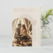 Boho ArchとPalm Terracotta日付を保存 招待状 (スタンド正面)