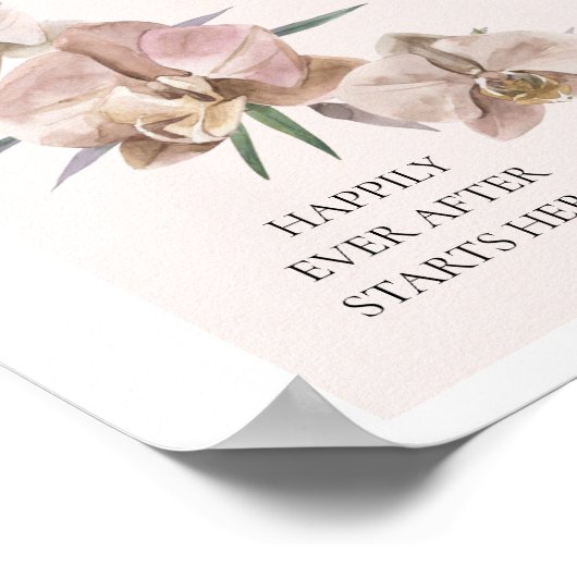 Boho Archほこりっぽい蘭の花結婚のポスター ポスター (角)