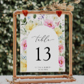 Boho Archカラフルフローラ結婚のテーブル番号