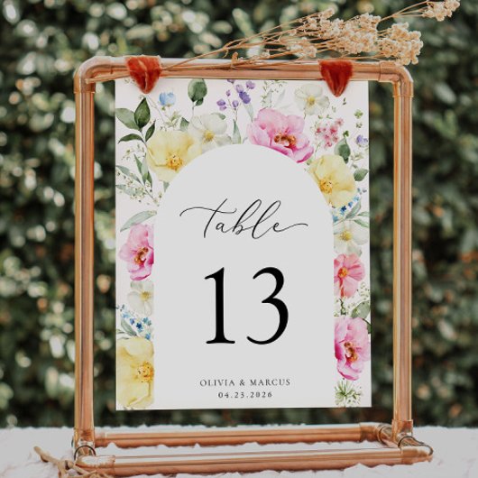 Boho Archカラフルフローラ結婚のテーブル番号