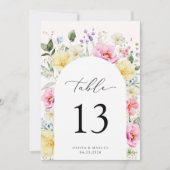 Boho Archカラフルフローラ結婚のテーブル番号 (正面)