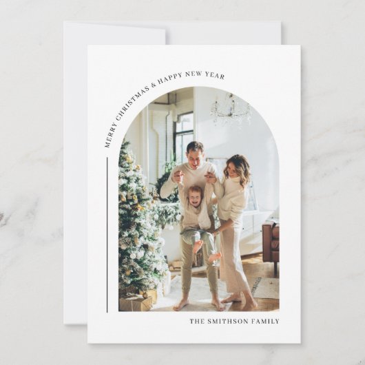 Boho Archフォトコラージュモダンクリスマスカード シーズンカード (正面)