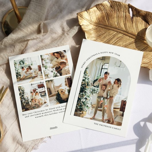 Boho Archフォトコラージュモダンクリスマスカード シーズンカード