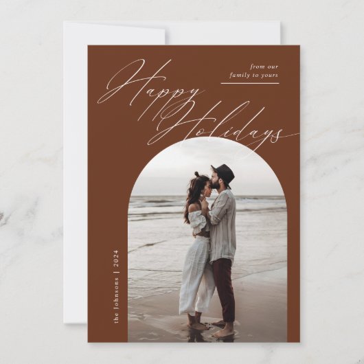 Boho Archフォトスクリプトタイポグラフィクリスマス シーズンカード (正面)