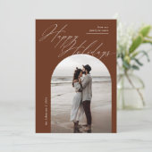 Boho Archフォトスクリプトタイポグラフィクリスマス シーズンカード (スタンド正面)