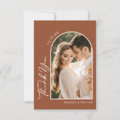 Boho Archフォトテラコッタ結婚ズ サンキューカード (正面)