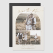 Boho Archモダンクリームフォトコラージュ日付を保存 マグネット招待状 (正面/裏面)