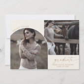 Boho Archモダンクリーム卒業生3写真卒業 案内状 (正面)