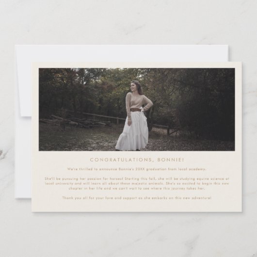 Boho Archモダンクリーム卒業生3写真卒業 案内状 (裏面)