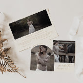 Boho Archモダンクリーム卒業生3写真卒業 案内状