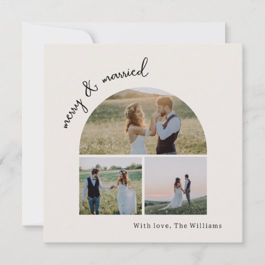 Boho Archモダングリーンメリーと写結婚した真3枚 シーズンカード (正面)