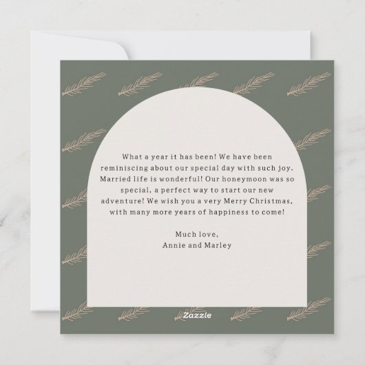 Boho Archモダングリーンメリーと写結婚した真3枚 シーズンカード (裏面)