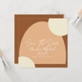 Boho Archモダンシェイプオーガニック日付の保存 カード (正面/裏面インサイチュ)