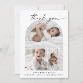 Boho Archモダンフォトコラージュありがとう誕生 案内状 (正面)