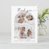 Boho Archモダンフォトコラージュありがとう誕生 案内状 (スタンド正面)