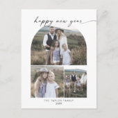 Boho Archモダンフォトコラージュ家族お正月 シーズンポストカード (正面)