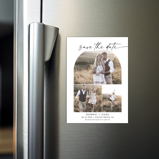 Boho Archモダンフォトコラージュ日付の保存 マグネット招待状