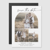 Boho Archモダンフォトコラージュ日付の保存 マグネット招待状 (正面/裏面)