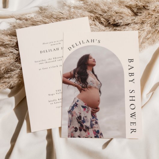 Boho Archモダンフォトベビーシャワー招待状 招待状